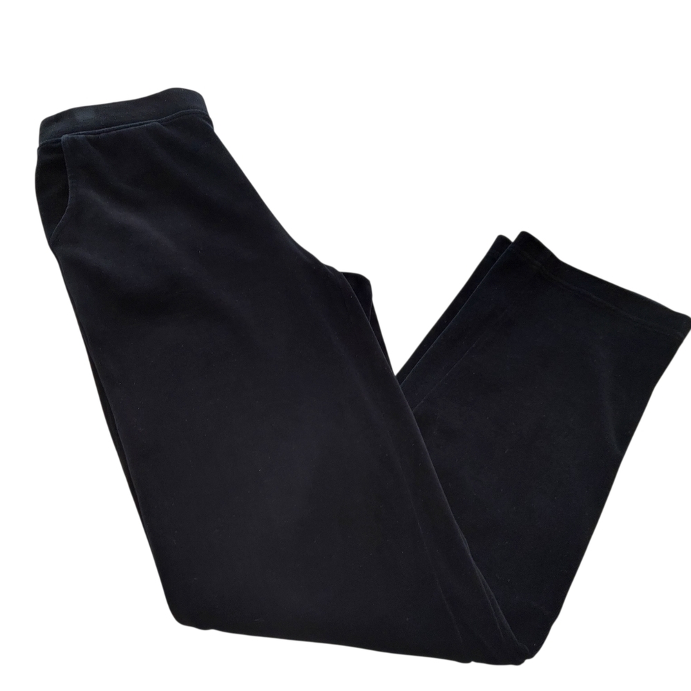 Chicos Zenergy Black Velvet Velour Pant Streight Leg Pull-On Side Pockets Size 4